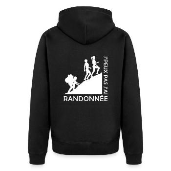 Je peux pas j'ai Rando - Randonnée - Veste à capuche bio Premium Unisexe - noir - Dos - Nico (187cm)