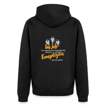 Im Job ist es .... - Unisex Premium Bio Zip Hoodie - Schwarz - Hinten - Nico (187cm)