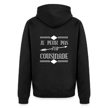 Je peux pas j'ai cousinade cadeau fête de famille. - Veste à capuche bio Premium Unisexe - noir - Dos - Nico (187cm)