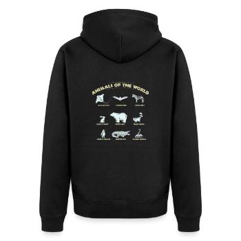 Animal of the World - Unisex Premium Bio Zip Hoodie - Schwarz - Hinten - Nico (187cm)
