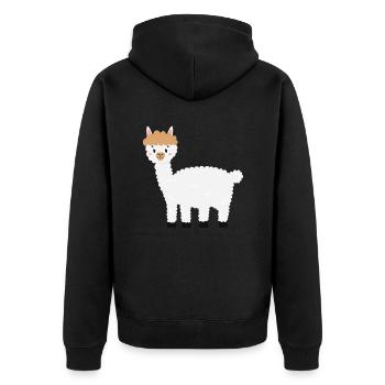 Lama - Unisex Premium Bio Zip Hoodie - Schwarz - Hinten - Nico (187cm)