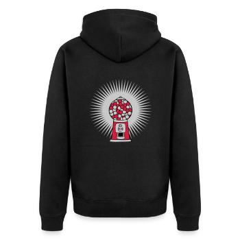 Strahlen Kaugummi Spender - Unisex Premium Bio Zip Hoodie - Schwarz - Hinten - Nico (187cm)