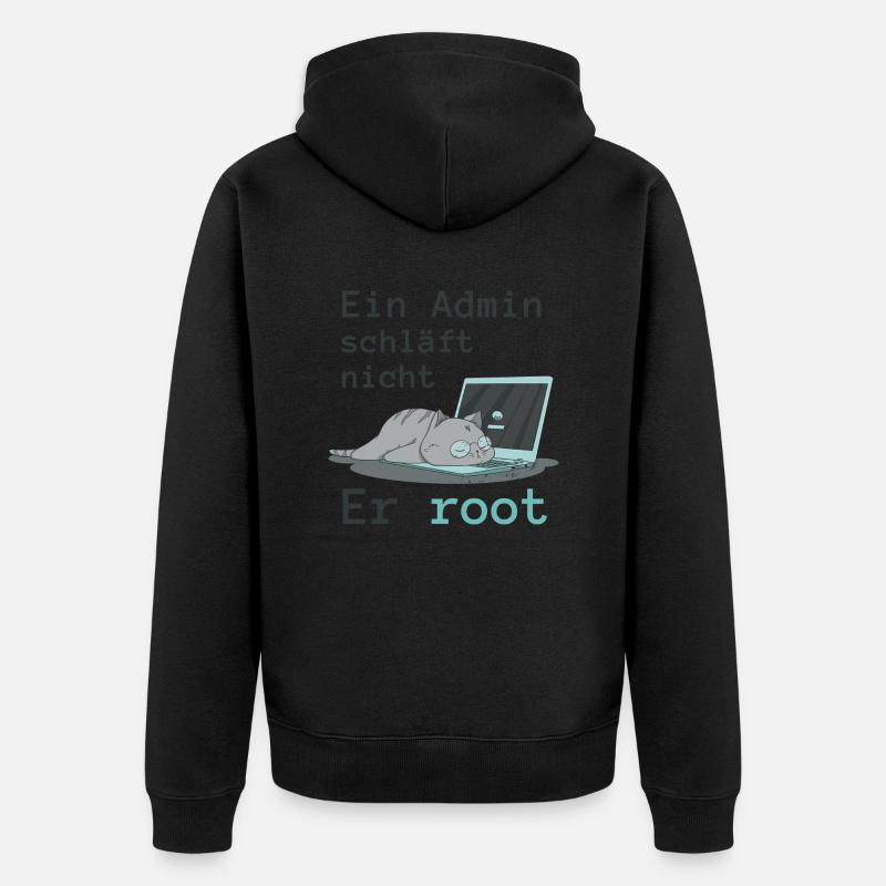 Ein Admin schläft nicht - Er root - Unisex Premium Bio Zip Hoodie - Schwarz