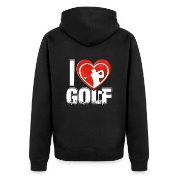J’adore GOLF - motif de golf cool pour les golfeurs - Veste à capuche bio Premium Unisexe - noir - Dos - Nico (187cm)