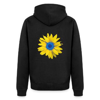 Sonnenblume Ukraine Flagge Fahne Farben Gelb Blau - Unisex Premium Bio Zip Hoodie - Schwarz - Hinten - Nico (187cm)