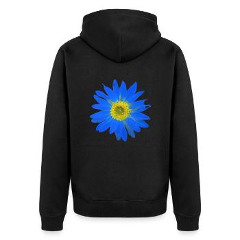 Sonnenblume Ukraine Flagge Fahne Gelb Blau Farben - Unisex Premium Bio Zip Hoodie - Schwarz - Hinten - Nico (187cm)