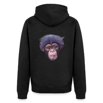 Niedliches Affengesicht Fashion - Unisex Premium Bio Zip Hoodie - Schwarz - Hinten - Nico (187cm)
