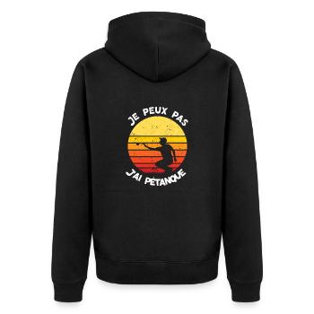 je peux pas, j ai pétanque - humour - Veste à capuche bio Premium Unisexe - noir - Dos - Nico (187cm)