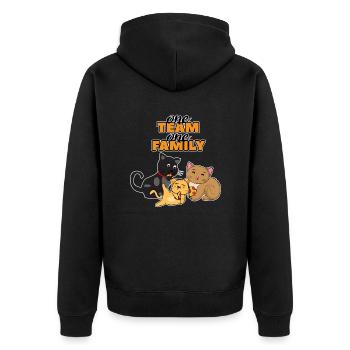 team familie katze pizza hundesport elternschaft - Unisex Premium Bio Zip Hoodie - Schwarz - Hinten - Nico (187cm)
