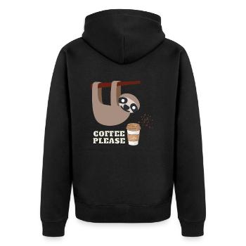 Faueltier - Unisex Premium Bio Zip Hoodie - Schwarz - Hinten - Nico (187cm)
