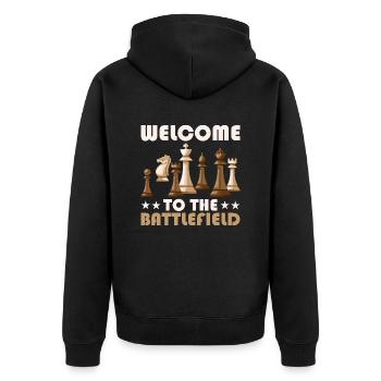 Welcome To The Chess Board Chess Player - Unisex Premium Bio Zip Hoodie - Schwarz - Hinten - Nico (187cm)