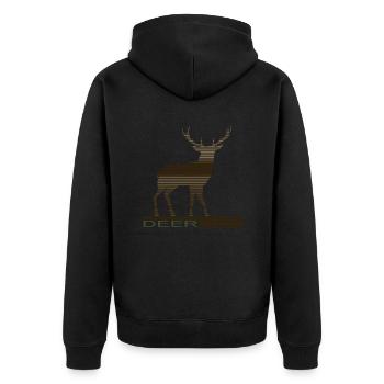 Hirsch - Unisex Premium Bio Zip Hoodie - Schwarz - Hinten - Nico (187cm)