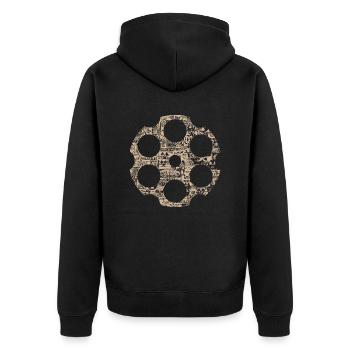 Revolver Trommel - Unisex Premium Bio Zip Hoodie - Schwarz - Hinten - Nico (187cm)