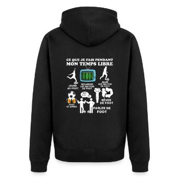 Foot Temps Libre Passion Football Cadeau Original - Veste à capuche bio Premium Unisexe - noir - Dos - Nico (187cm)