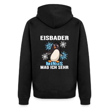 eisbader winterbader eisloch - Unisex Premium Bio Zip Hoodie - Schwarz - Hinten - Nico (187cm)