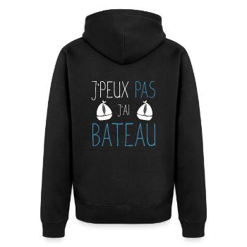 Je peux pas j'ai bateau cadeau humour marin homme - Veste à capuche bio Premium Unisexe - noir - Dos - Nico (187cm)