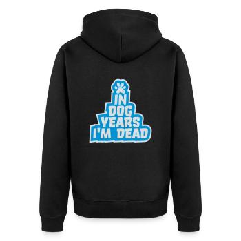 in dog years Dead - Unisex Premium Organic Zip Hoodie - black - Back - Nico (187cm)