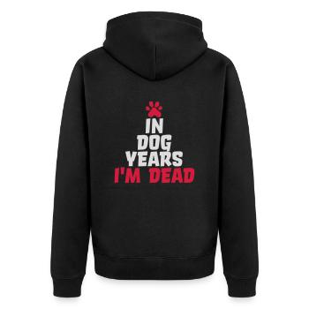 in dog years Dead - Unisex Premium Organic Zip Hoodie - black - Back - Nico (187cm)
