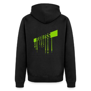 fearless Text Quote Design - Unisex Premium Organic Zip Hoodie - black - Back - Nico (187cm)