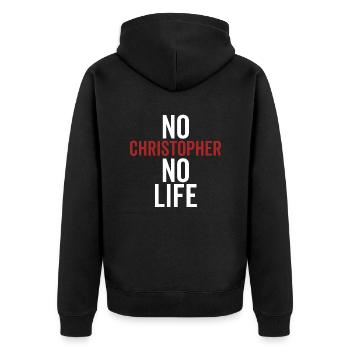 No Christopher No Life - Unisex Premium Organic Zip Hoodie - black - Back - Nico (187cm)
