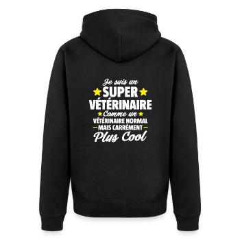 je suis un super vétérinaire / humour vétérinaire - Veste à capuche bio Premium Unisexe - noir - Dos - Nico (187cm)