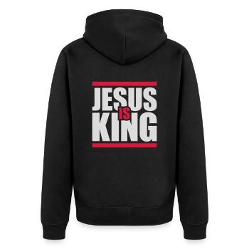 Citation de Jésus est roi - Veste à capuche bio Premium Unisexe - noir - Dos - Nico (187cm)
