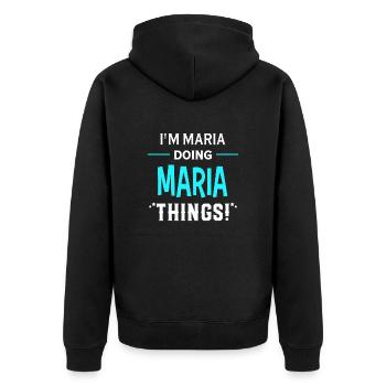 I Am Maria Doing Maria Things Geschenk lustiges - Unisex Premium Bio Zip Hoodie - Schwarz - Hinten - Nico (187cm)