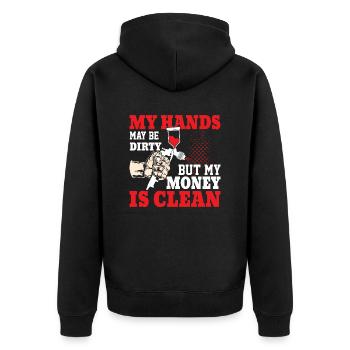 My Hands May Be Dirty Auto Body Painter - Unisex Premium Bio Zip Hoodie - Schwarz - Hinten - Nico (187cm)