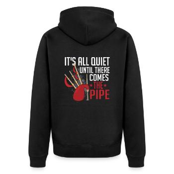 It's All Quite Until There Comes The Pipe Bagpipin - Unisex Premium Bio Zip Hoodie - Schwarz - Hinten - Nico (187cm)
