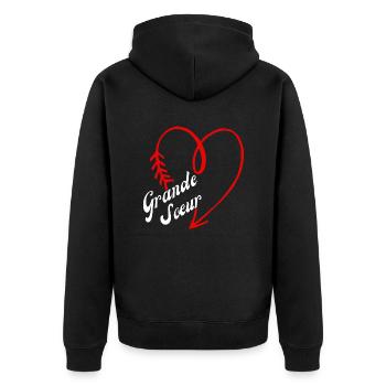 grande sœur cœur - Veste à capuche bio Premium Unisexe - noir - Dos - Nico (187cm)