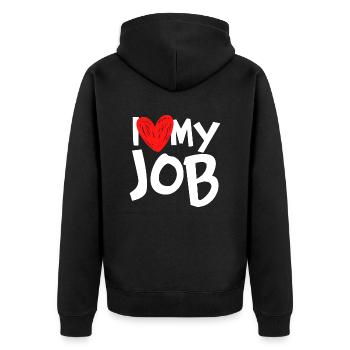 J’aime mon travail - Veste à capuche bio Premium Unisexe - noir - Dos - Nico (187cm)