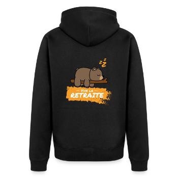 Vive la retraite ! Cadeau humour pour retraité - Veste à capuche bio Premium Unisexe - noir - Dos - Nico (187cm)