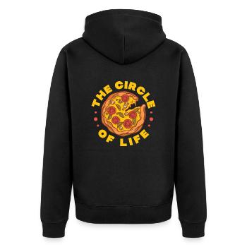 The circle of life | Pizza - Unisex Premium Bio Zip Hoodie - Schwarz - Hinten - Nico (187cm)