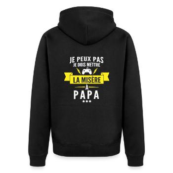 je dois mettre la misère à papa / humour gamer - Veste à capuche bio Premium Unisexe - noir - Dos - Nico (187cm)