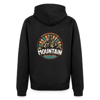 RETRO Mountain Amo - Unisex Premium Organic Zip Hoodie - black - Back - Nico (187cm)