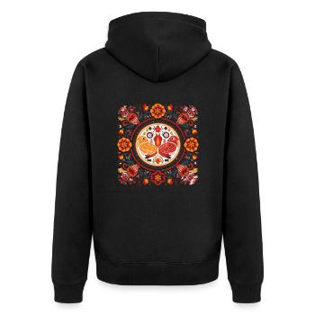 Vintage-Vögel - Unisex Premium Bio Zip Hoodie - Schwarz - Hinten - Nico (187cm)