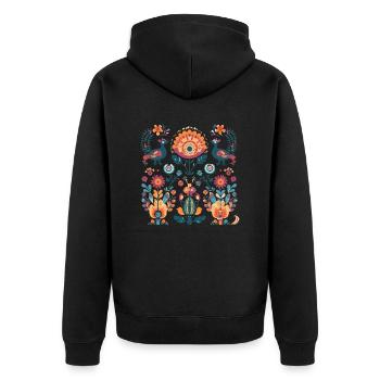 Vintage-Vögel - Unisex Premium Bio Zip Hoodie - Schwarz - Hinten - Nico (187cm)