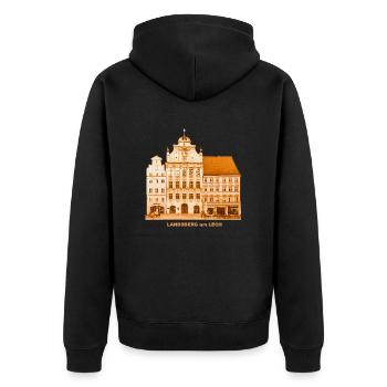 Landsberg am Lech Rathaus Bayern Oberbayern - Unisex Premium Bio Zip Hoodie - Schwarz - Hinten - Nico (187cm)