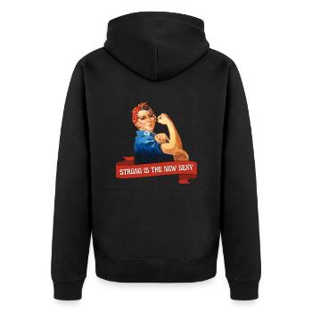 Strong is the new sexy - Unisex Premium Bio Zip Hoodie - Schwarz - Hinten - Nico (187cm)