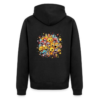 Smileys n°1 - Unisex Premium Bio Zip Hoodie - Schwarz - Hinten - Nico (187cm)