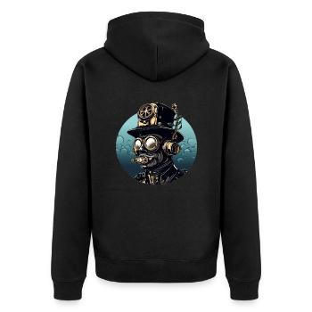 Scuba 1820 - Unisex Premium Organic Zip Hoodie - black - Back - Nico (187cm)