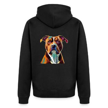 Chien American Staffordshire Terrier - Veste à capuche bio Premium Unisexe - noir - Dos - Nico (187cm)