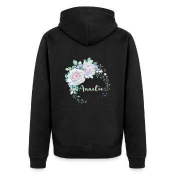 Für Annelie - Unisex Premium Bio Zip Hoodie - Schwarz - Hinten - Nico (187cm)
