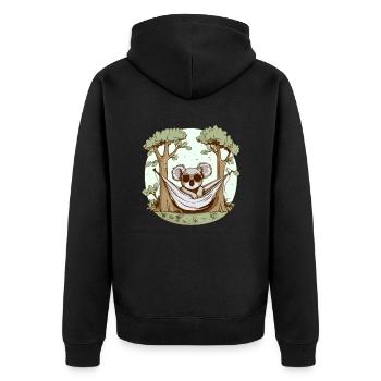 Arki der Koala - Unisex Premium Bio Zip Hoodie - Schwarz - Hinten - Nico (187cm)