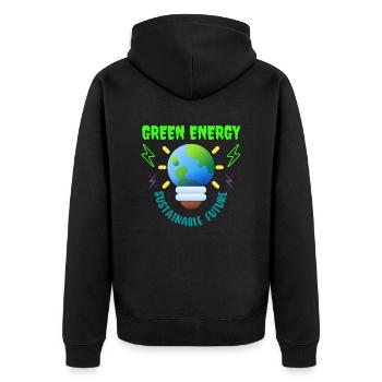 Green energy, sustainable future - Unisex Premium Organic Zip Hoodie - black - Back - Nico (187cm)
