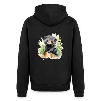 Braunbär - Unisex Premium Bio Zip Hoodie - Schwarz - Hinten - Nico (187cm)