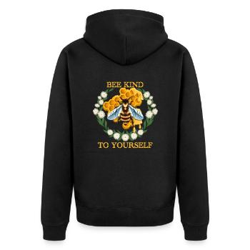 Bee Kind to yourself - Unisex Premium Bio Zip Hoodie - Schwarz - Hinten - Nico (187cm)