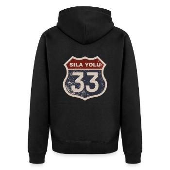 Mersin - Unisex Premium Bio Zip Hoodie - Schwarz - Hinten - Nico (187cm)