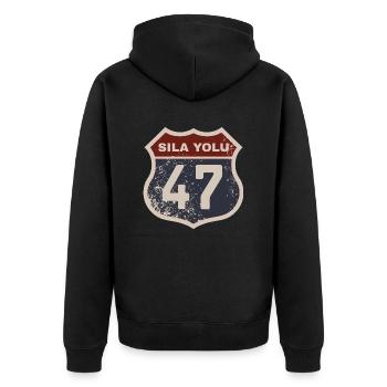 Mardin - Unisex Premium Bio Zip Hoodie - Schwarz - Hinten - Nico (187cm)