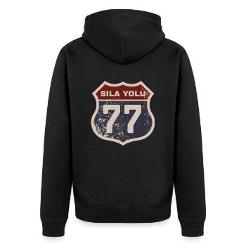Yalova - Unisex Premium Bio Zip Hoodie - Schwarz - Hinten - Nico (187cm)